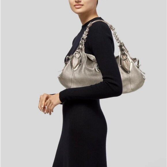 FLASH SALE!  Stunning Versace Medusa Shoulder Bag - Bronzed Leather - Picture 1 of 14